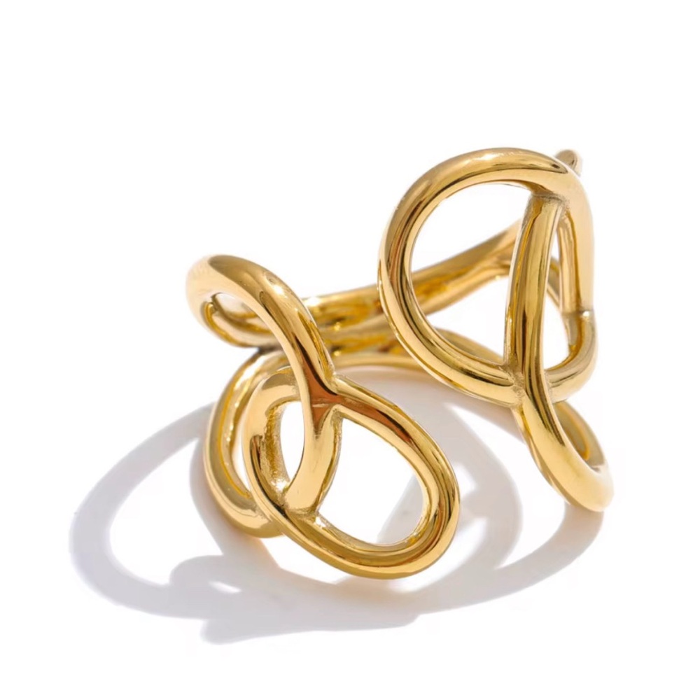 18 k Gold Plated Stainless Steel Adjustable Gold Doodle Ring
